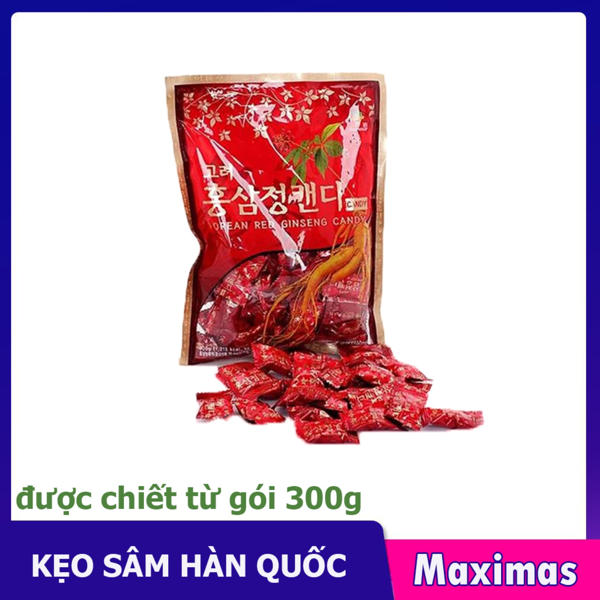 Kẹo sâm Hàn Quốc dùng thử 20 viên Nhân sâm Hồng sâm Maximas