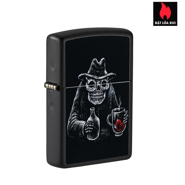 Zippo 49254 - Zippo Bar Skull Design Black Matte