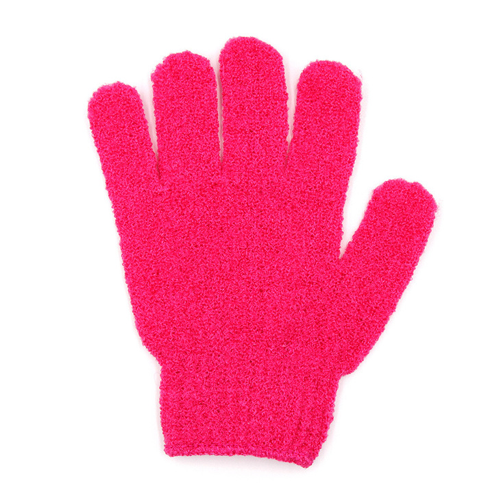 Multicolored exfoliating shower gloves