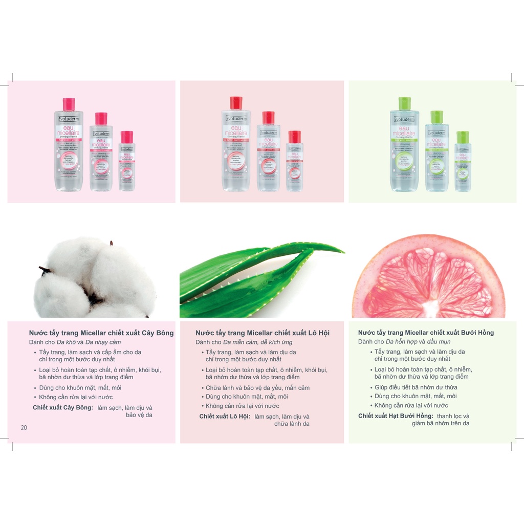 Nước tẩy trang Evoluderm Eau Micellaire 500ml Pháp