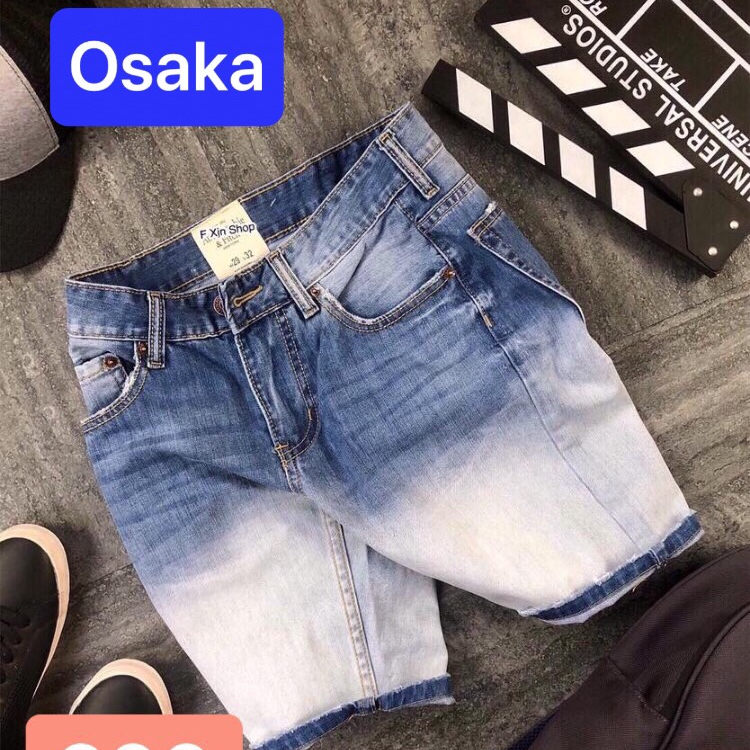 QUẦN SHORT JEAN NAM LỬNG NGỐ CHẤT BÒ XANH BẠC ĐÙI WASH MỚI NHẬT BẢN CAO CẤP OK-600 - OSAKA FASHION