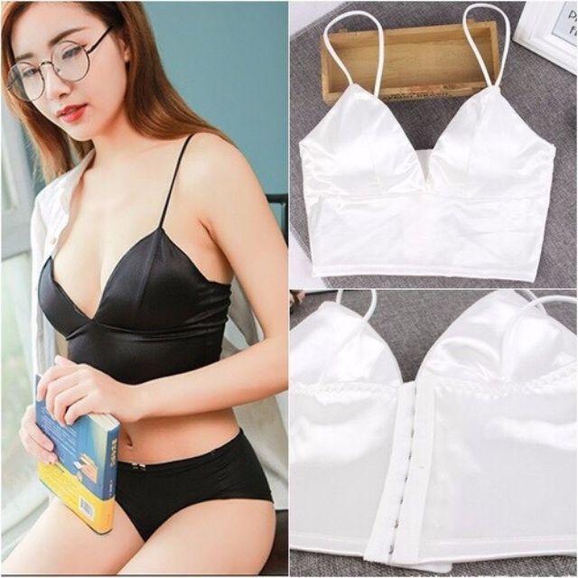 Áo bra 2 dây phi bóng 8 nấc cài kèm đệm lụa siêu nhẹ cao cấp