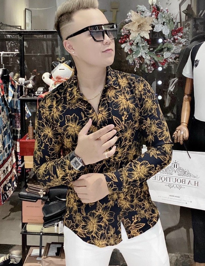 áo sơ mi nam CHẤT LỤA họa tiết 3D cao cấp ASA14
