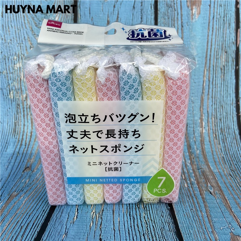 Set 7 miếng mút lưới rửa chén bát tạo bọt kháng khuẩn DAISO Nhật Bản