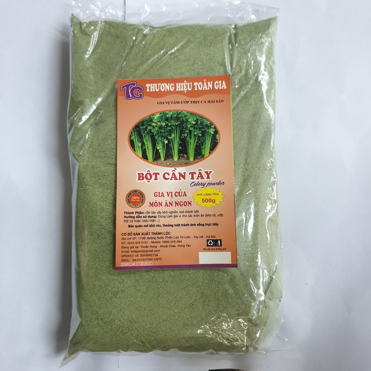Bột cần tây nguyên chất gói 500gr