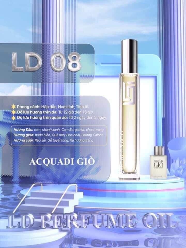 Nước hoa Nam LD08 ACQUADI GIÒ 12ml - LD PERFUME OIL