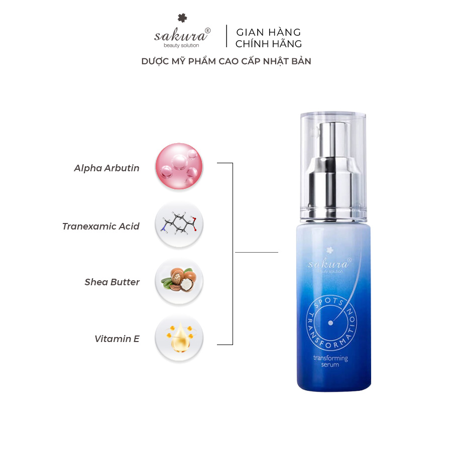 [Date 05.2026] Serum dưỡng trắng da làm mờ vết nám Sakura Transforming Serum 30ml