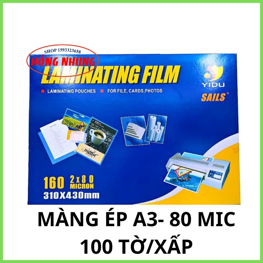 Giấy ép plastic a3 80 mic, xấp 100 tờ, bảo vệ giấy tờ không bị hư hỏng