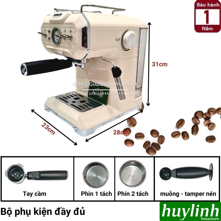 Máy pha cà phê Espresso Zamboo ZB-92CF - Tặng 500gr cafe [Kem - Đỏ]