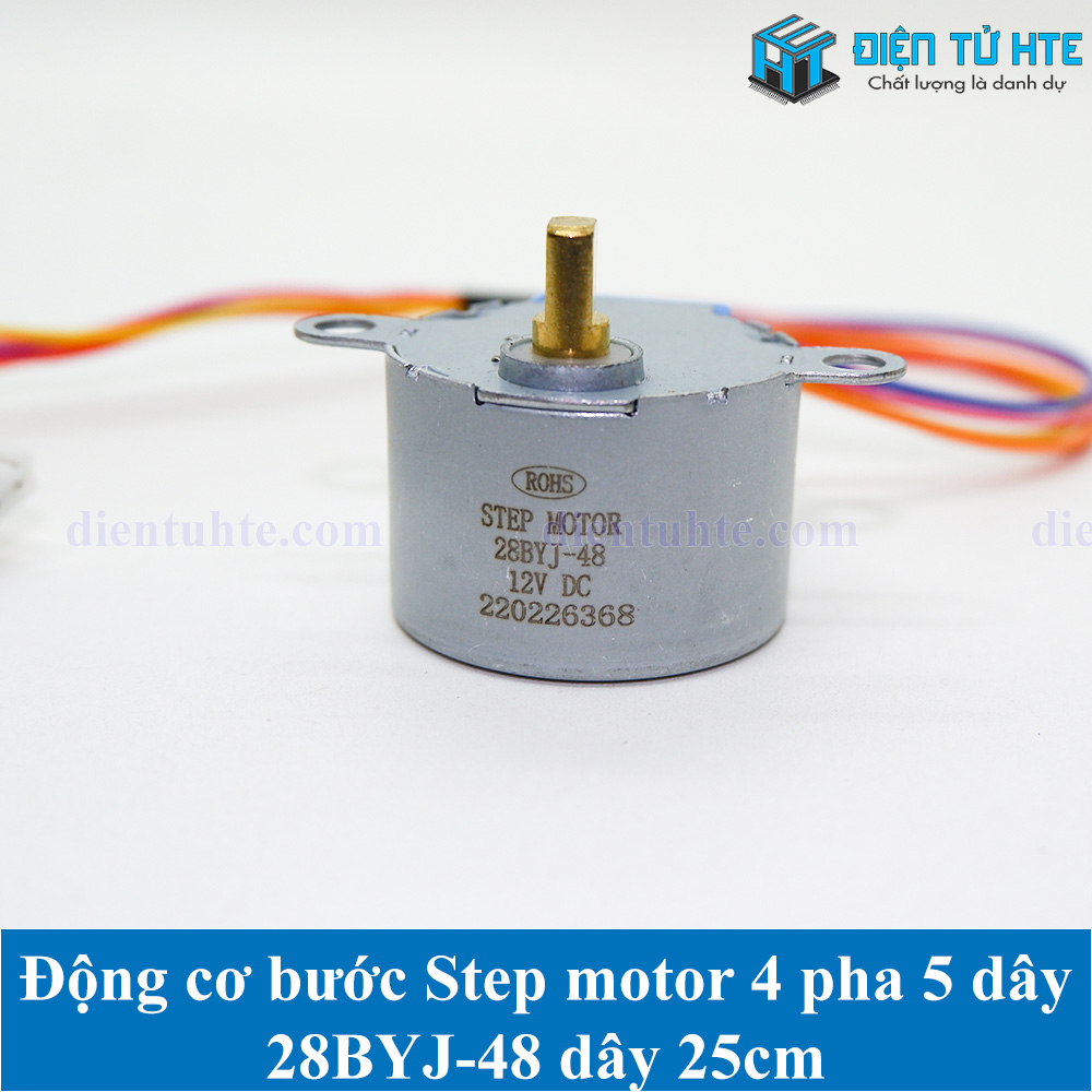 Động cơ bước stepper motor 4 pha 5 dây 28byj-48 5v 12v dây 25cm