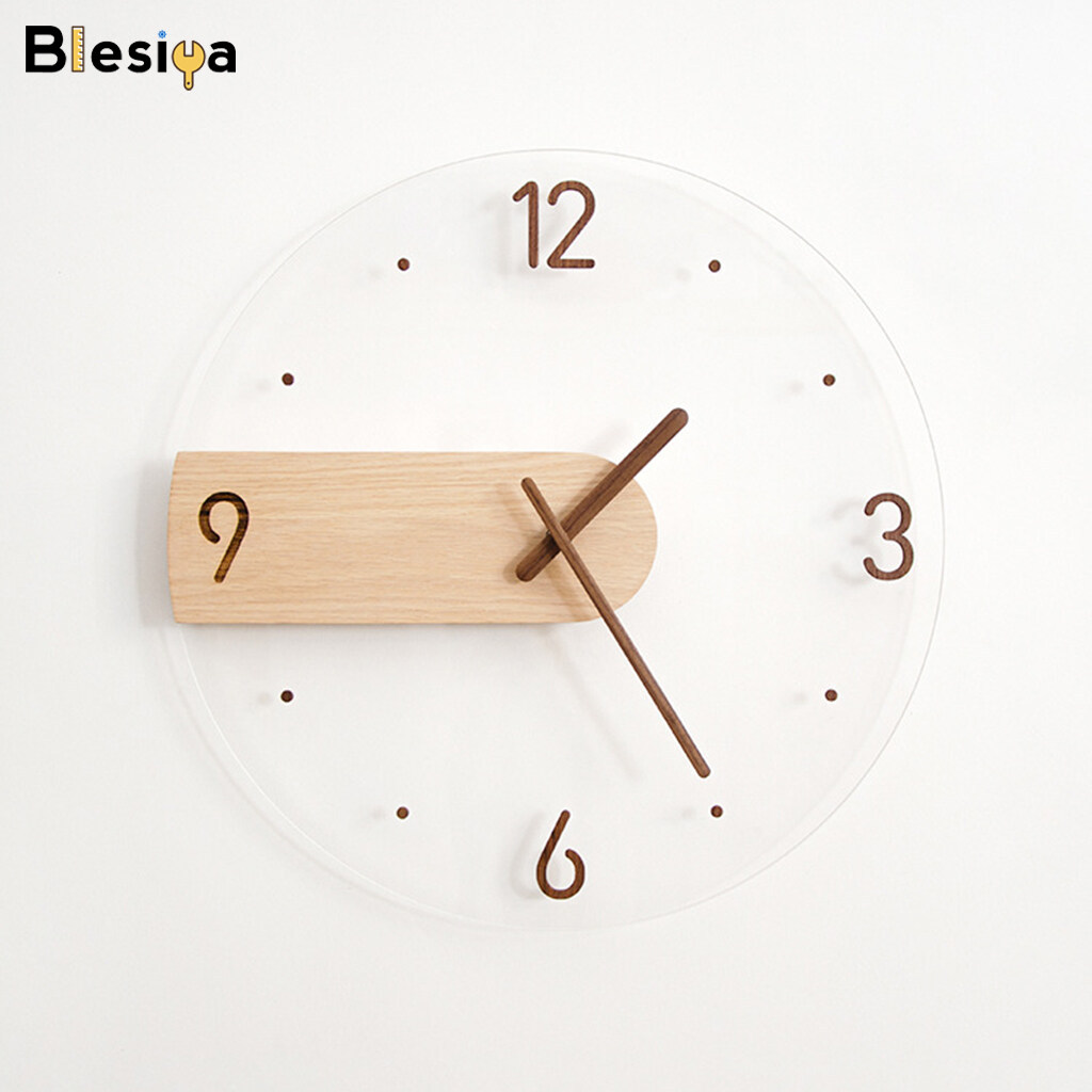 Blesiya Nordic Wall Clock 16 inch Battery Operated Round Modern for Home Office