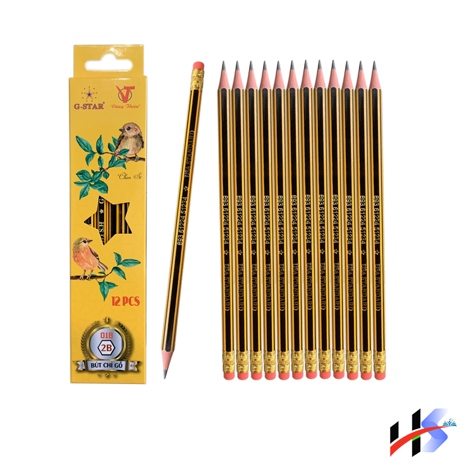 Hộp 12 Cây Bút Chì Gỗ 2B G Star No.018, Màu Chì Đậm, Chuốt Không Gãy - VPP Học Sinh Store