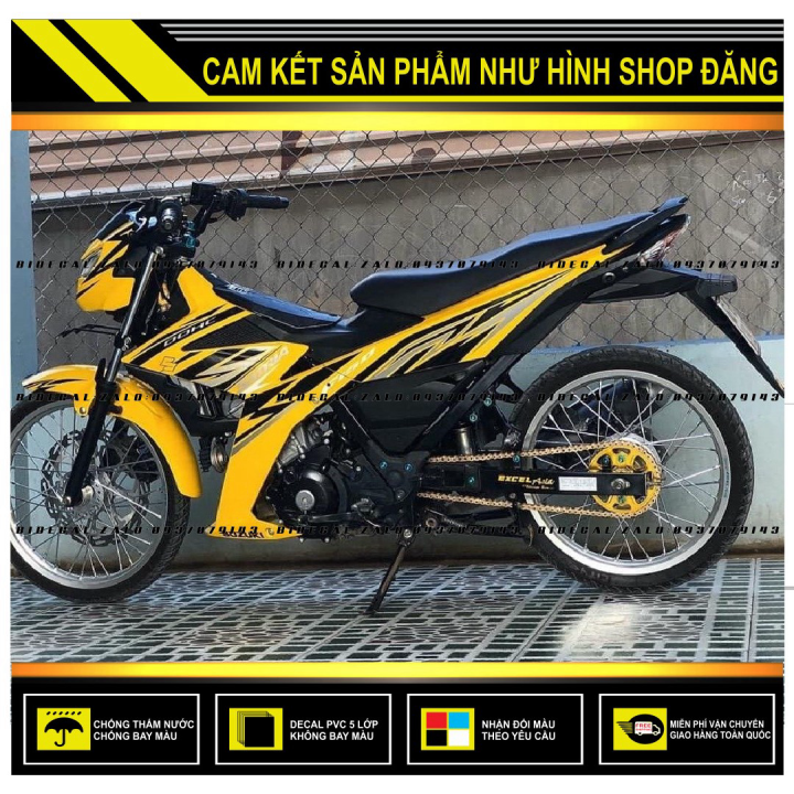 Tem rời satria fi mẫu đen xám dán xe vàng