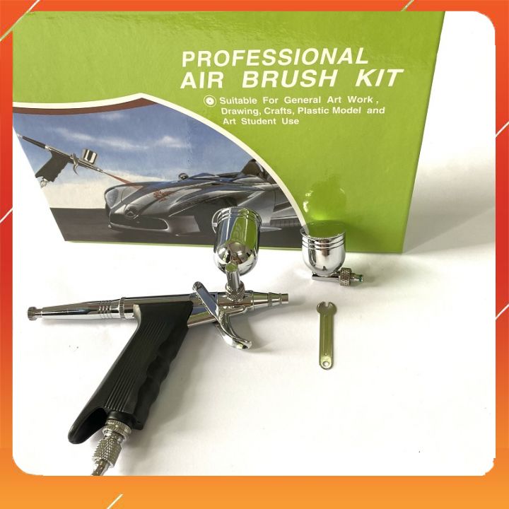 Airbrush bút vẽ mỹ thuật 116 súng vẽ airbrush, 2 cốc đựng sơn, súng phun sơn mini lỗ phun 0.5mm, tặng dây