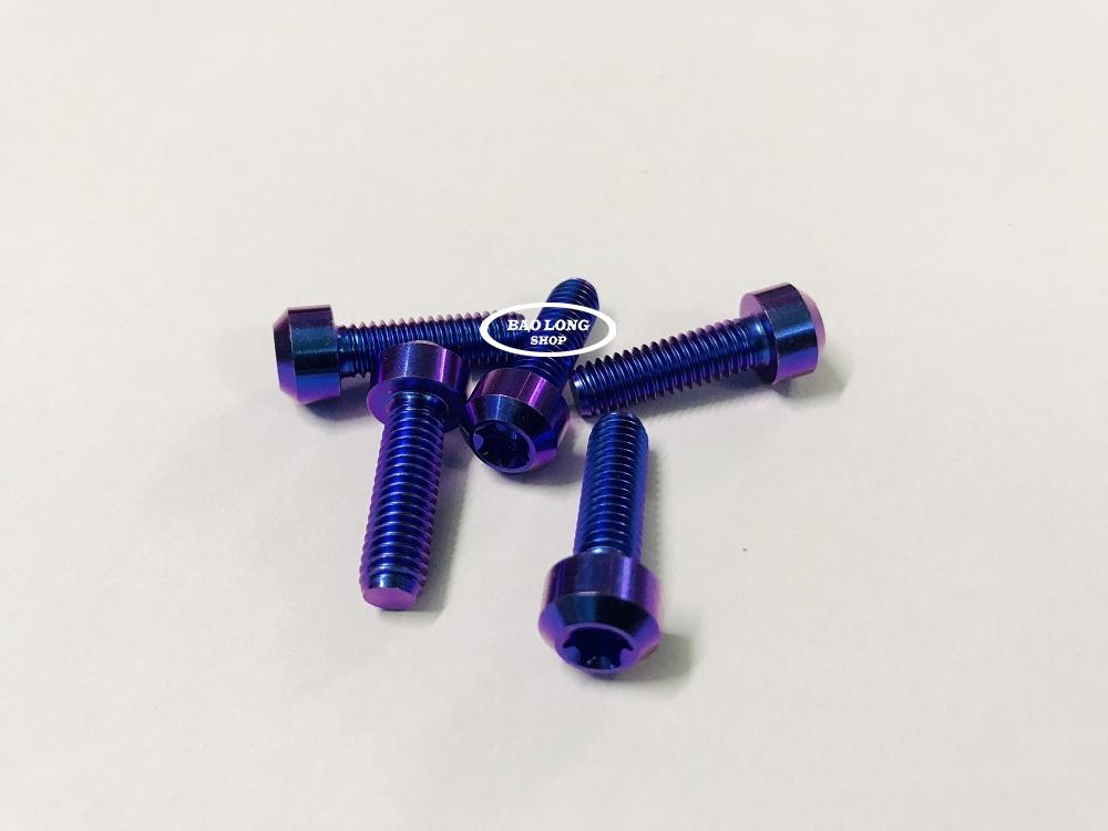 5 con Ốc Titan GR5 Đầu Trụ 6li 2 Xanh Tím (Titan 100% )