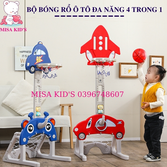 (TẶNG KÈM BÓNG VÀ GẤU) BỘ CẦU GÔN BÓNG RỔ LIÊN HOÀN 4IN1 (hàng có sẵn)