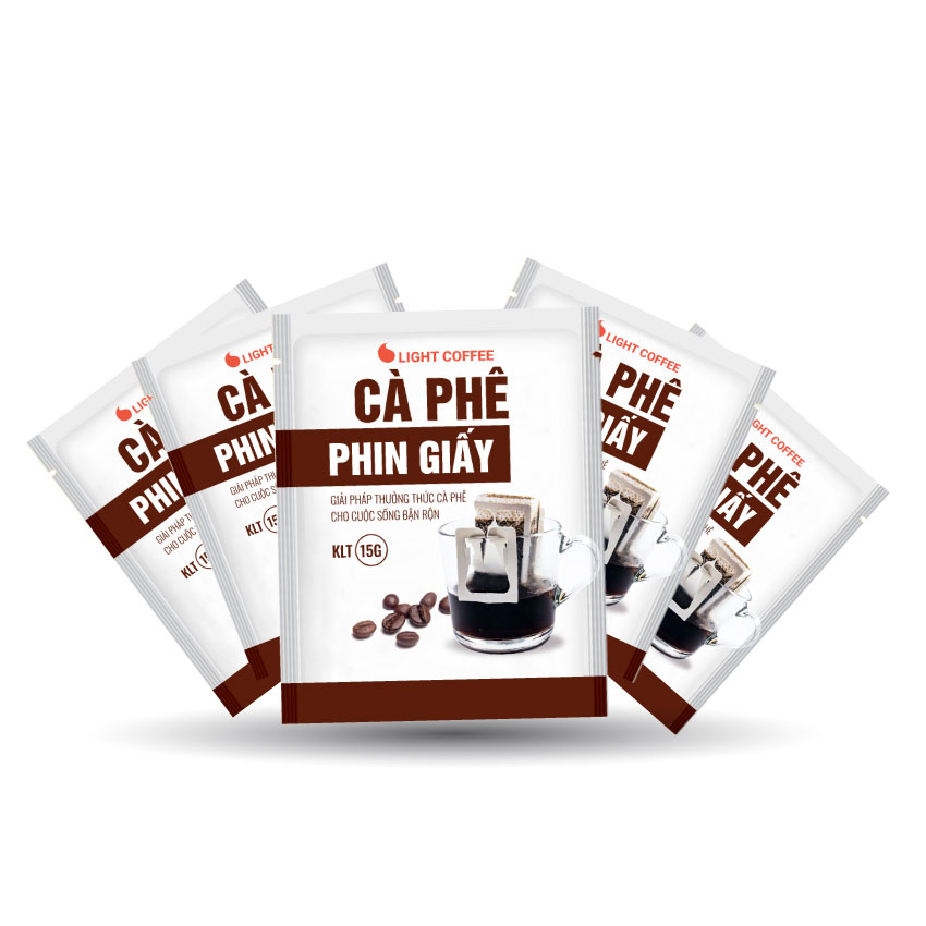Combo 5 túi Cà phê phin giấy Light Coffee - túi 15gr