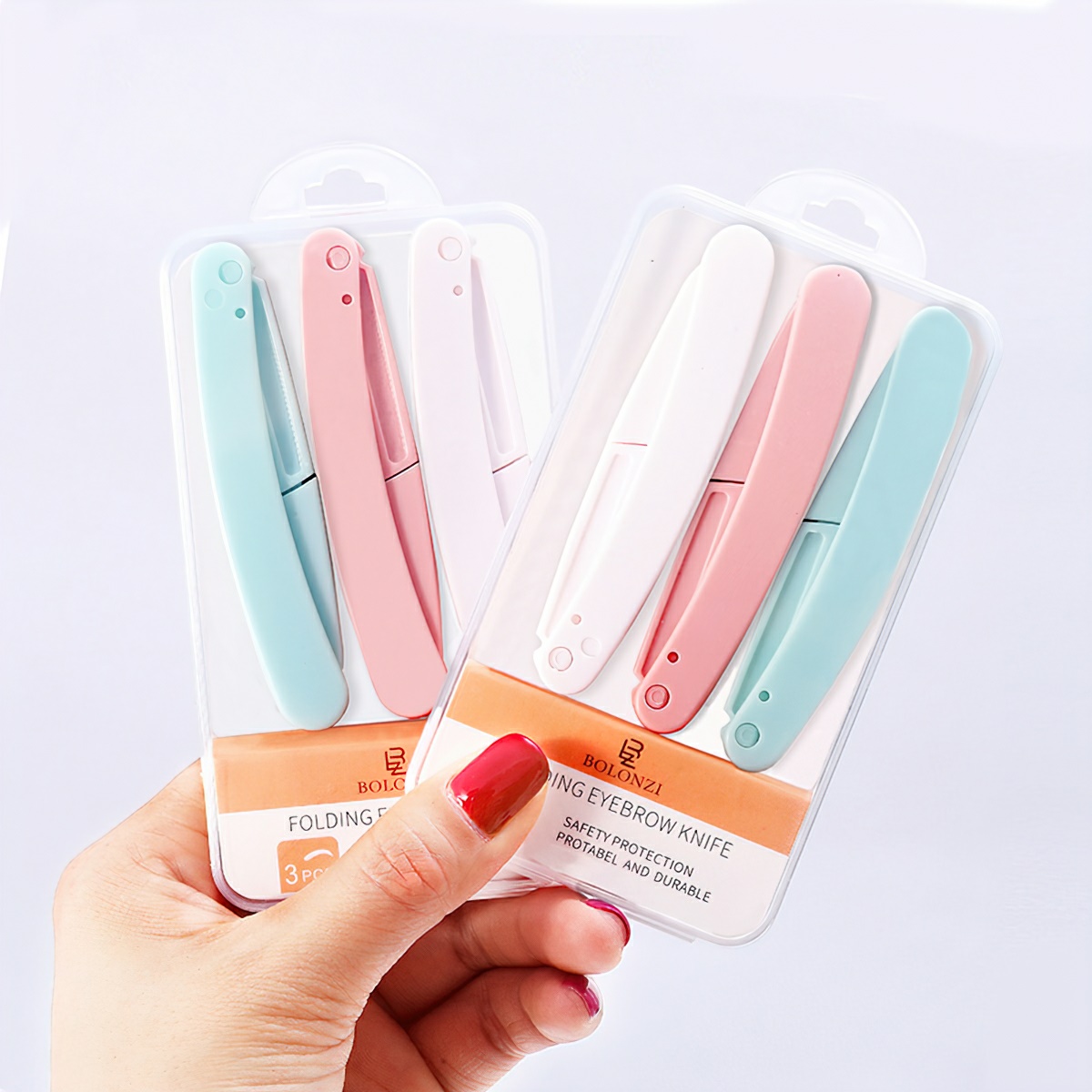 Bộ 3 Dao tỉa lông mày, dạng gập an toàn dễ sử dụng - LAZYL