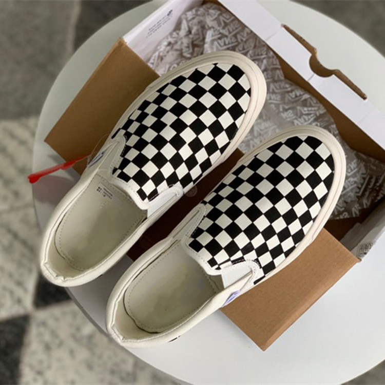 Giày thể thao van caro, giày lười slip on nam nữ full bill box