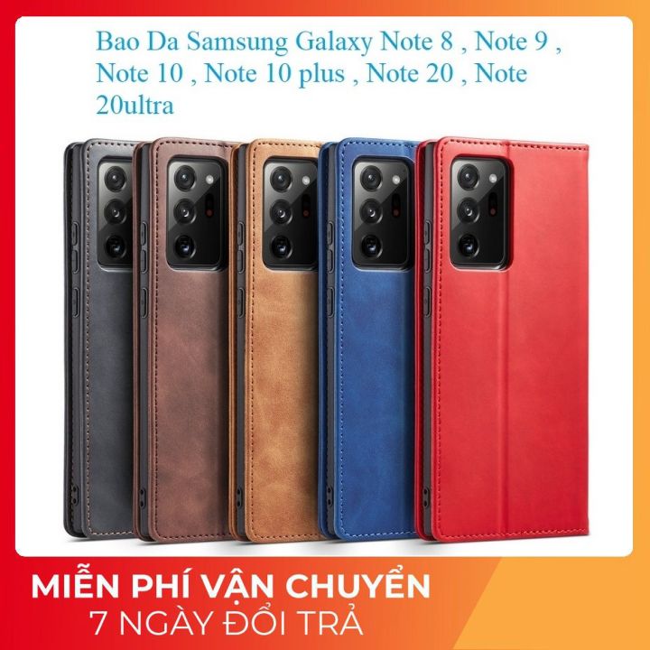 Bao da Samsung Note 8 / Note 9 / Note 10 / Note 10 plus / Note 20 / Note 20 ultra nắp gập dạng ví cao cấp , tích hợp chân chống xem phim