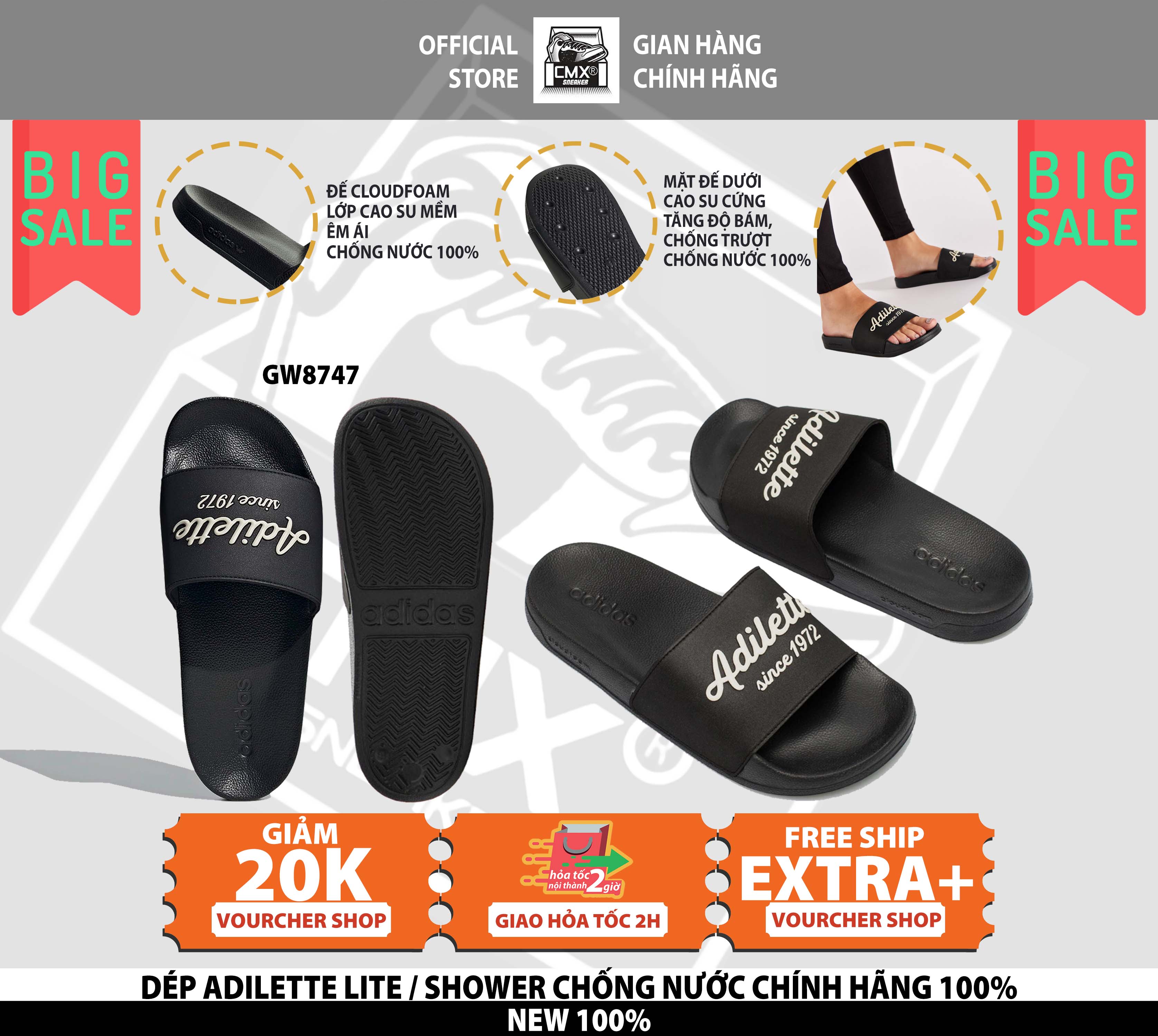 😘 [ HÀNG CHÍNH HÃNG CÓ SẴN ] Dép 𝘼𝒅𝙞𝒅𝙖𝒔 Adilette SHOWER 1972  ( GW8747 ) - REAL AUTHENTIC 100%