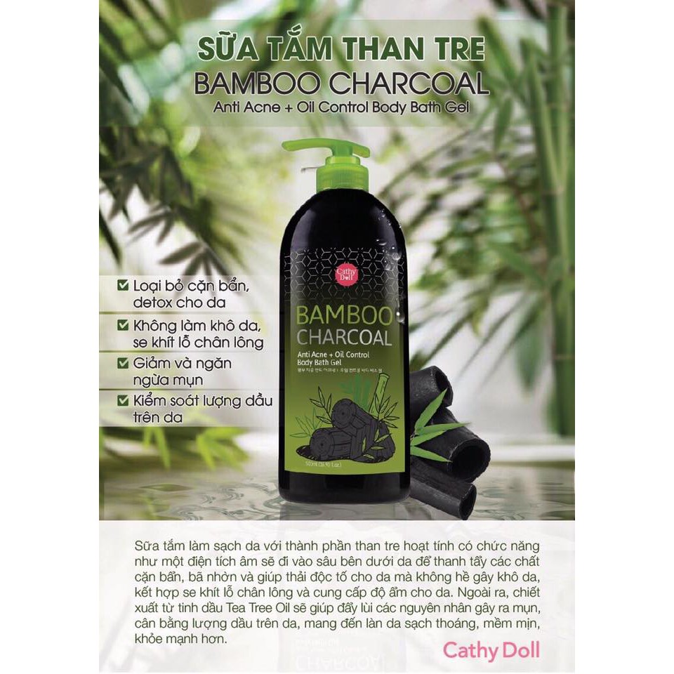 [HCM]Sữa Tắm Than Tre Cathy Doll 500ml