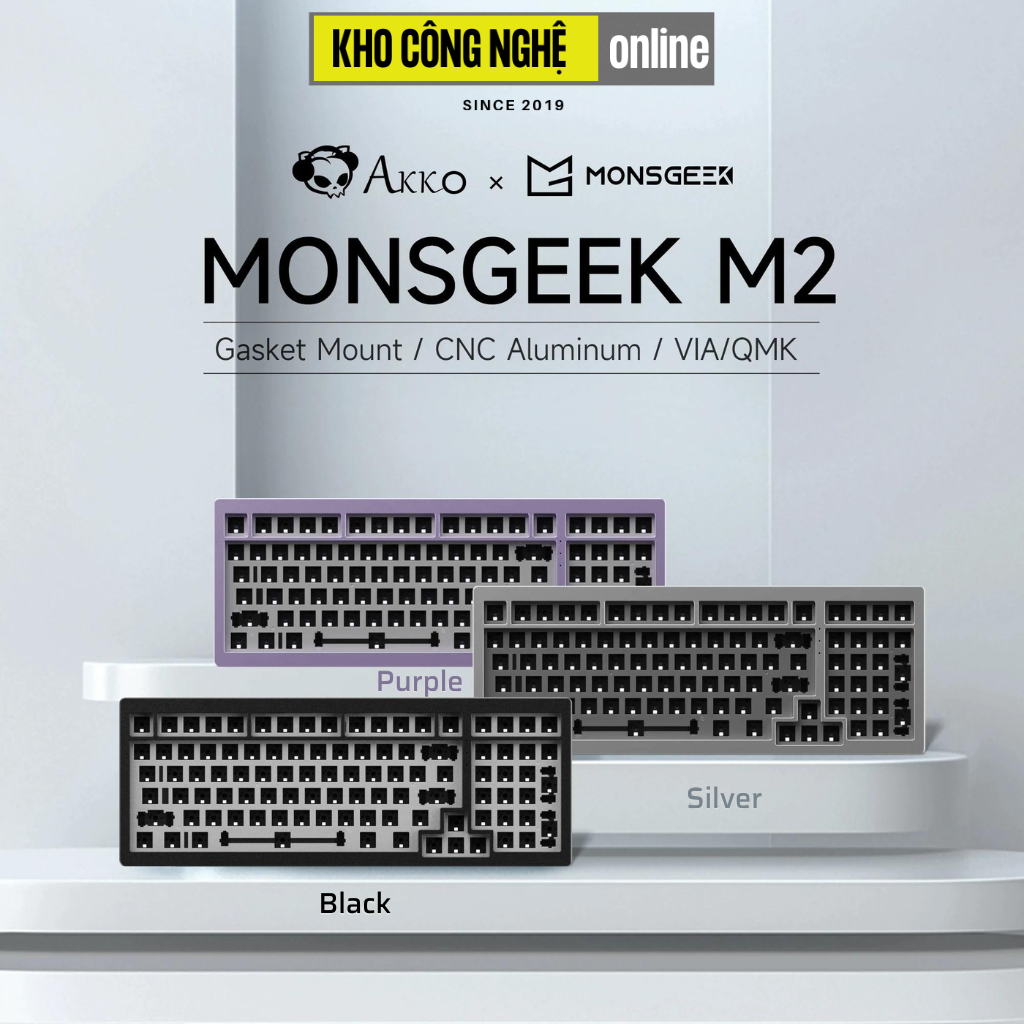 Kit bàn phím cơ MonsGeek M2 QMK (Full Nhôm – Mạch xuôi – QMK / VIA – PCB Stab)