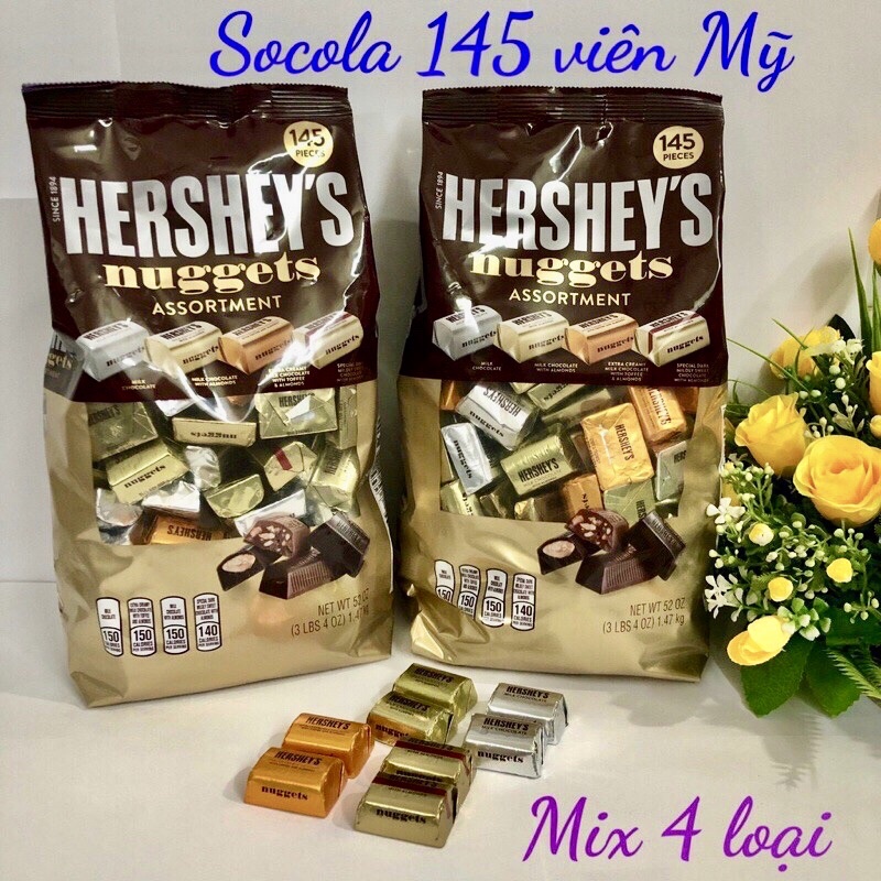 [Date T1/2023] Kẹo Socola Hershey Nuggets Assortment 145 pieces Mỹ