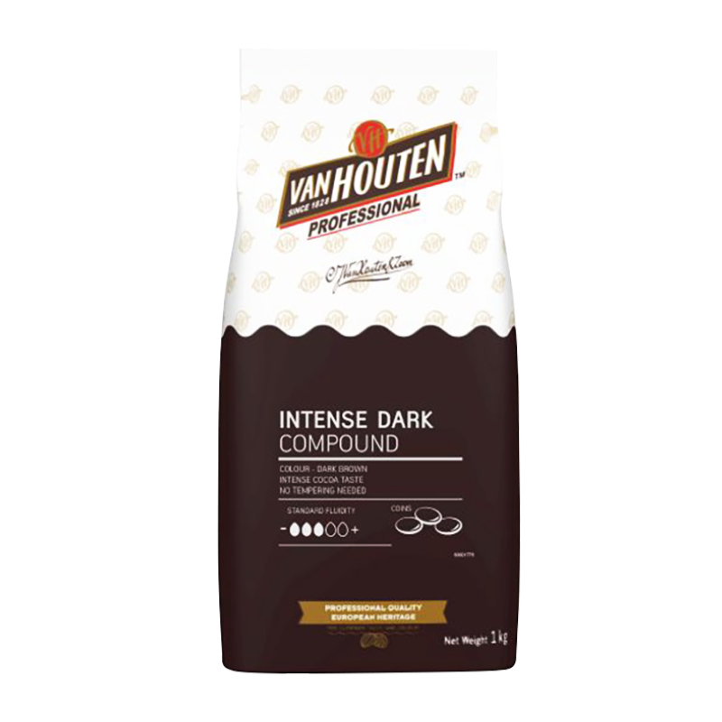 Socola Van Houten Compound Đen Dạng Nút - Túi 1kg [Khách đặt hỏa tốc tránh chảy socola]