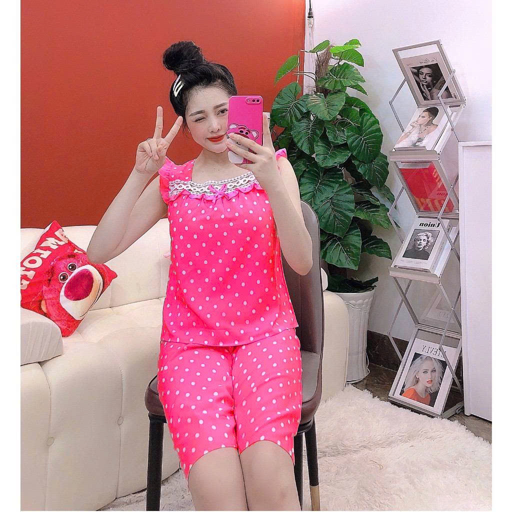 Bộ Lửng Chấm Bi Vải Lụa Hàn [Có 3 size M dưới 54 kg/ L: 55-62kg / XL 63-67 kg]- Đồ Bộ Lửng Nguyên Khánh Store