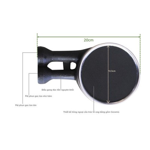 1 họng/ đầu đốt bếp ga hồng ngoại 12,5cm bếp Kamachi, Asian, Shoho, Bluestar...