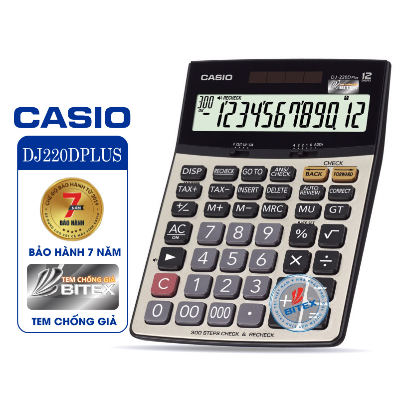 Máy tính Casio DJ-220D Plus - Chính Hãng Bitex, Bảo hành 7 năm