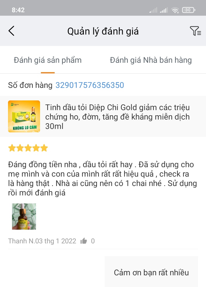 Tinh dầu tỏi diệp chi Gold 30ml