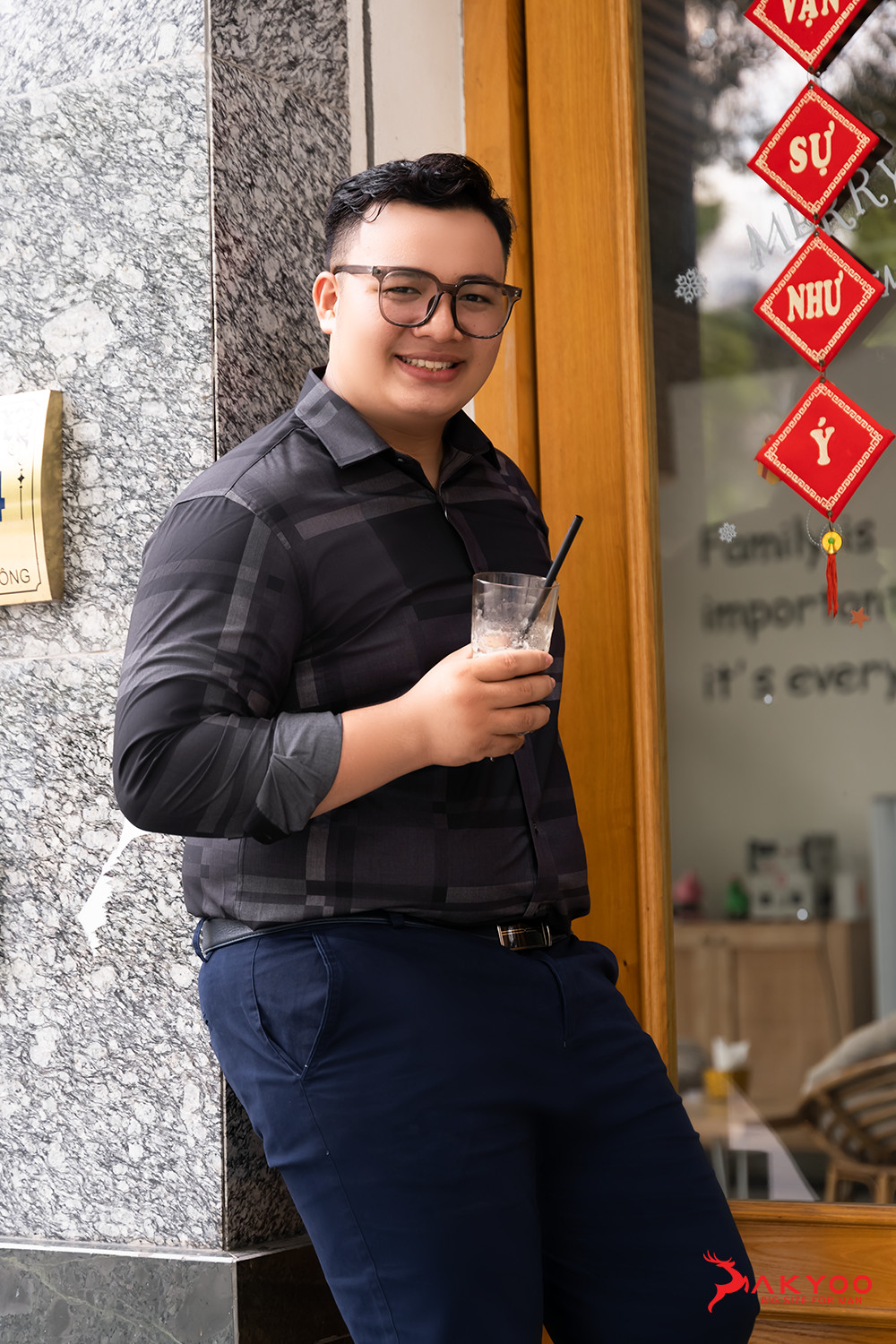 Áo Sơ Mi Đen Nam Big size 80-140kg AKYOO