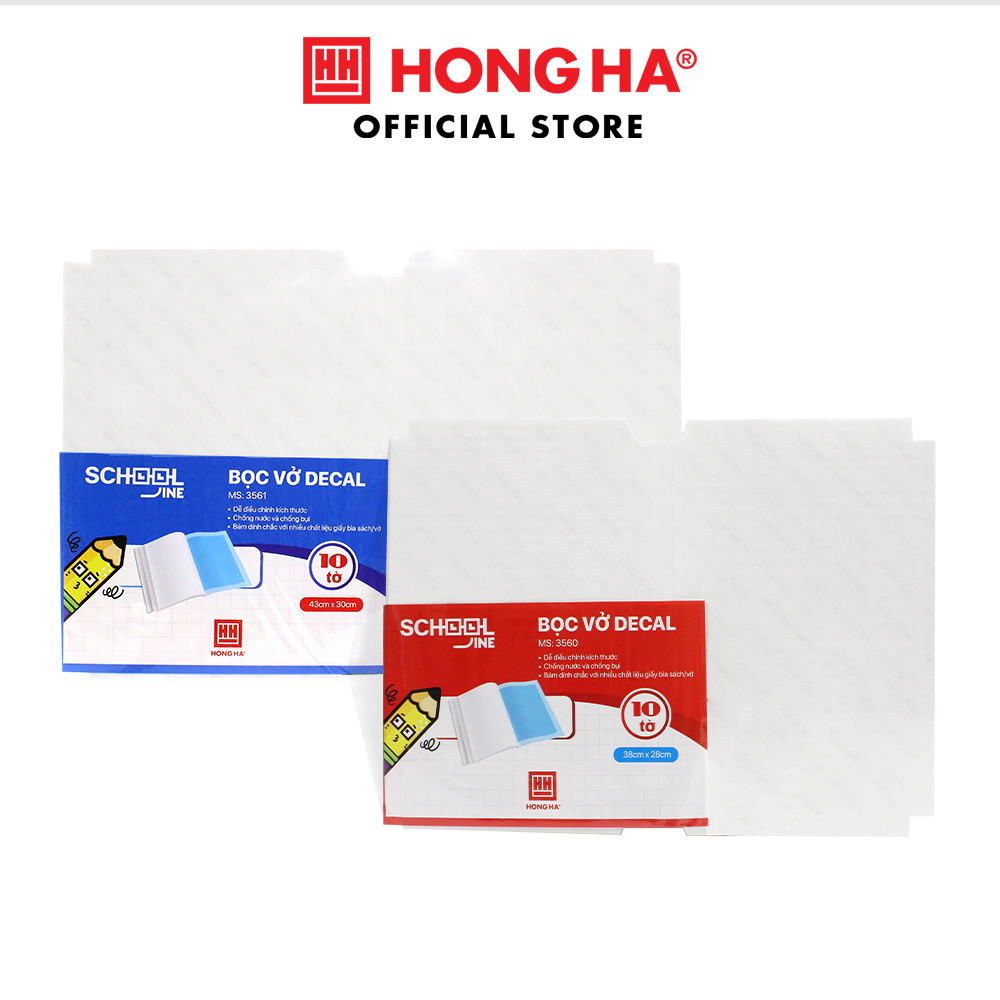 (1 Xấp 10 Tờ) Bọc sách, vở decal dán - Hồng Hà (3561 _43x30cm) (3560 _38x28cm)