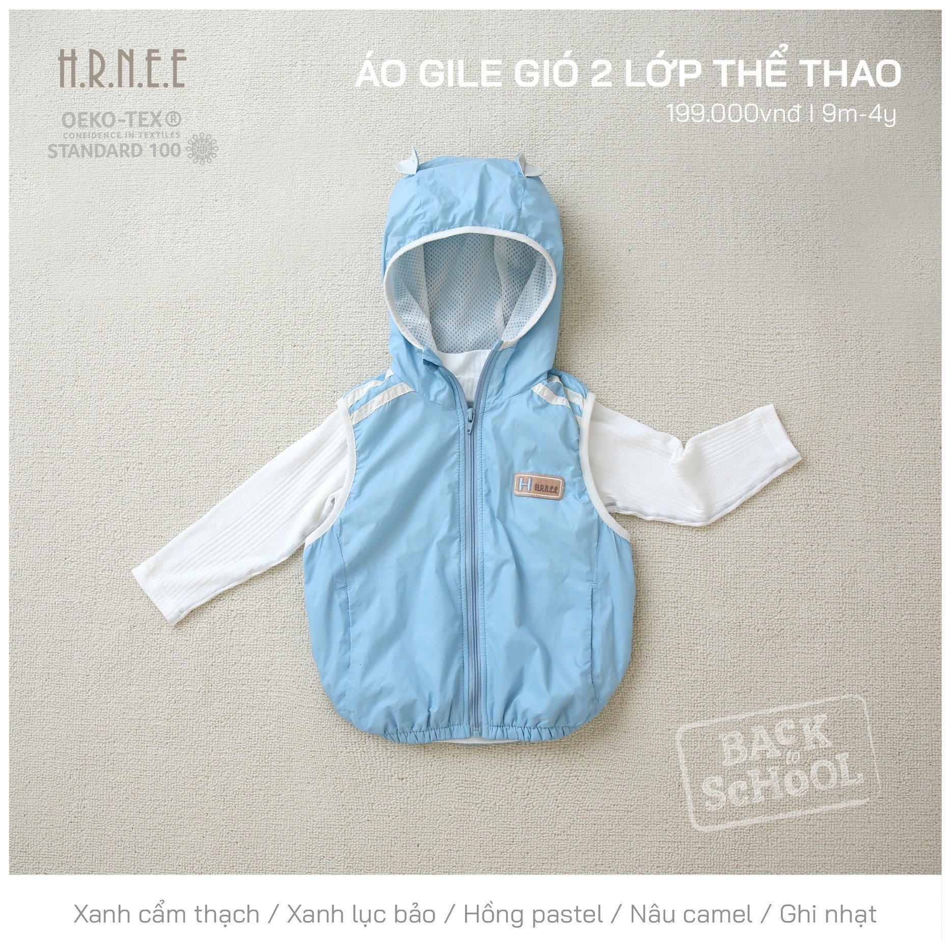 Áo gile gió 2 lớp thể thao Hrnee
