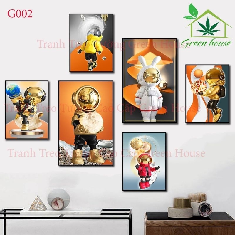 Set 6 Tranh Dán Tường Gấu Bearbrick/ Kaws Cao Cấp Trang Trí Decor