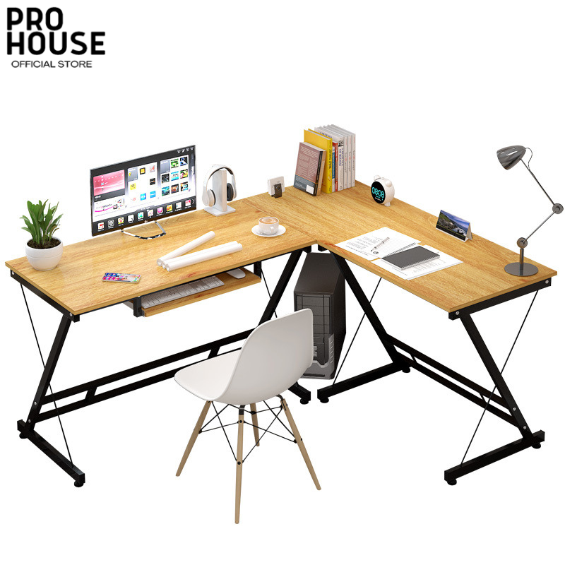 Electrostatic paint sturdy steel frame medium density fiberboard L-shaped workbench for home office smart