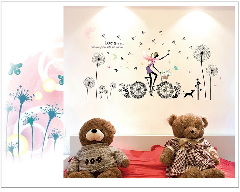 [HCM]Decal dán tường Cô gái và xe đạp trang trí phòng khách
