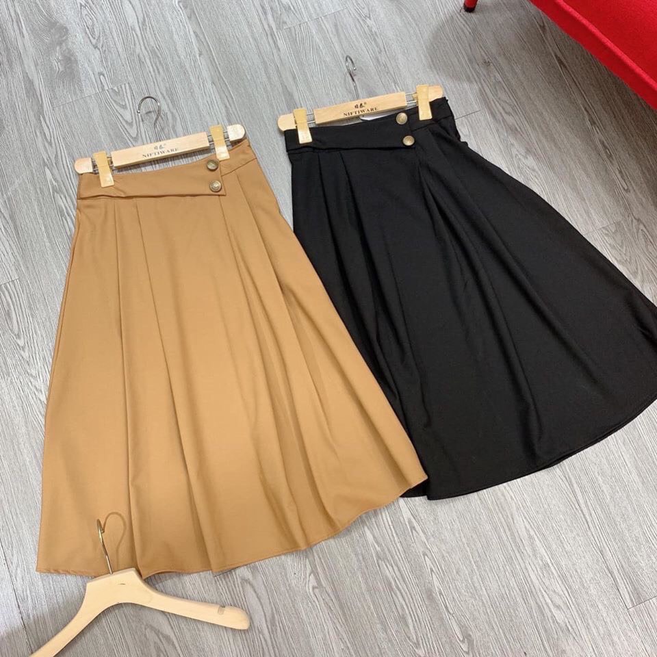 Chân váy dáng dài phối 2 cúc