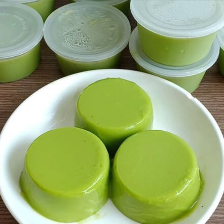 Bột pudding flan matcha bịch 1kg, nguyên liệu hucha
