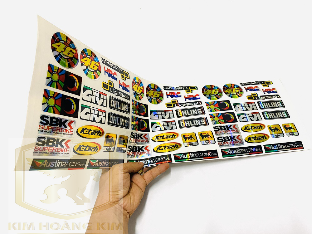 Combo 60 tem Decal trang trí xe máy ,moto,oto siêu Đẹp..decal 7 màu