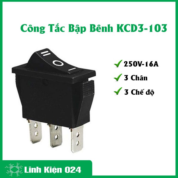 Công tắc bập bênh kcd3-103 3 chế độ 250v 16a
