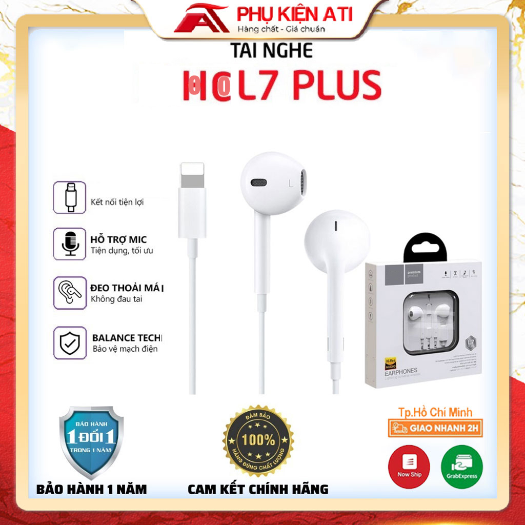 HoCo L7 plus earphones-in-ear earphones with mic for 7,8,X,XS, 11.11pro... 12 months warranty