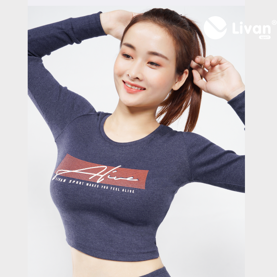 Áo Croptop Dài Tay Len Tăm Livan Sport