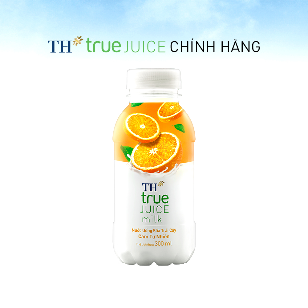 Thùng 24 chai nước uống sữa trái cây cam tự nhiên TH True Juice Milk 300ml (300ml x 24)