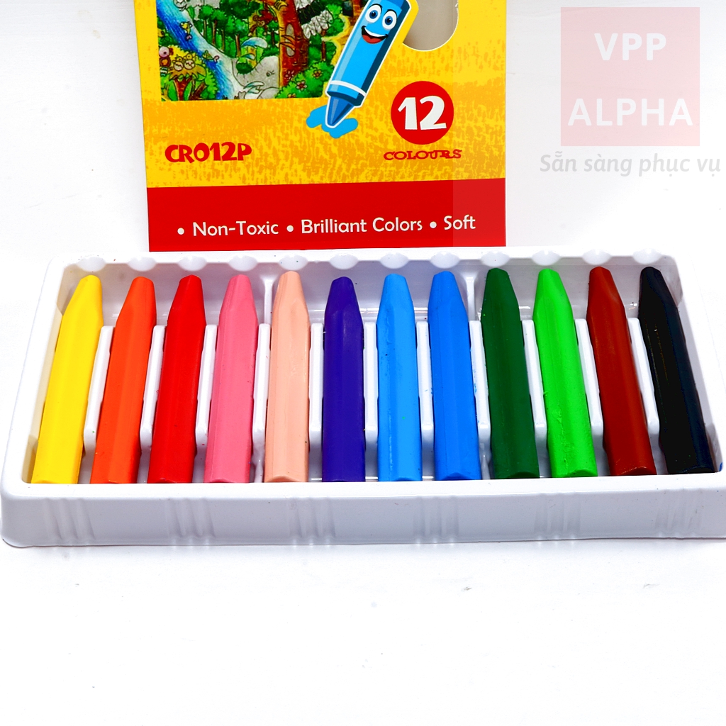 Sáp Màu Học Sinh Plastic Crayon STACOM Với 6/12/24 Màu - CR006P/CR012P/CR024P - Hạn Chế Bẩn Tay