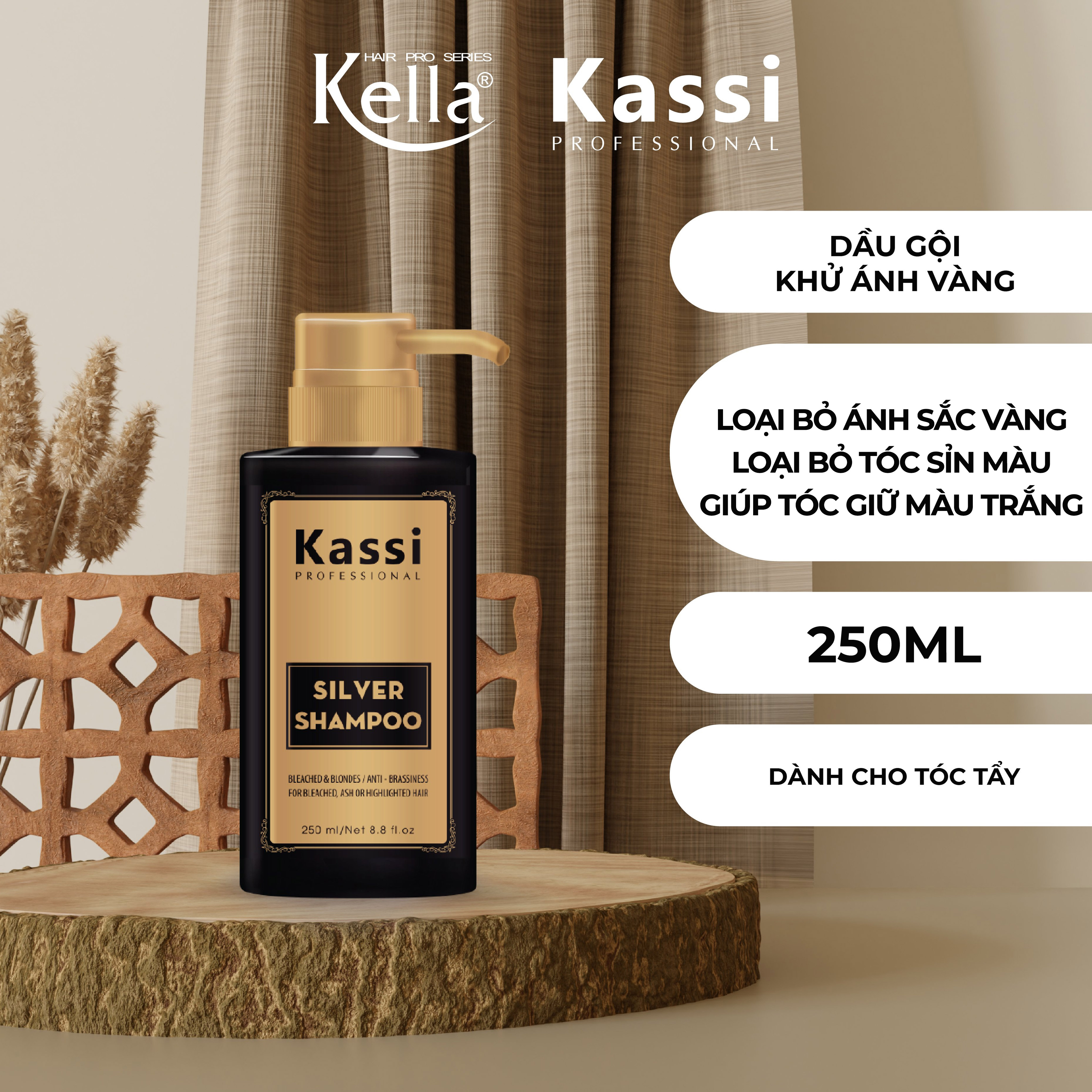Dầu gội khử ánh vàng cho tóc bạch kim Kassi (Chai 250ml)