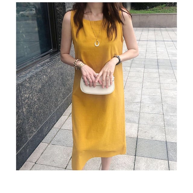 Đầm suông linen bột[sát nách+ dáng suông dài+đi biển]