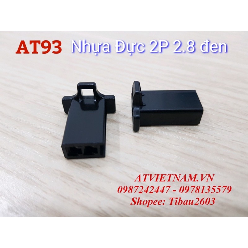 Nhựa đầu đực đen 2 lỗ 2P 2.8 - AT93 (1 bịch 10 cái)